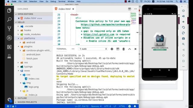 6 Running your Cordova Project on Emulator or Android Virtual Device смотреть онлайн