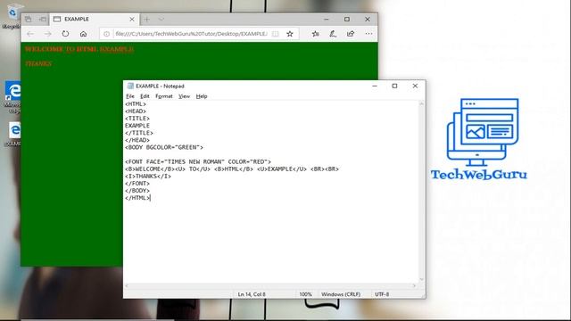 HTML FONT Tag in Windows 10 with Microsoft Edge Browser смотреть онлайн