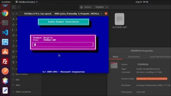 Install FoxPro 2.6 for DOS on Ubuntu Linux