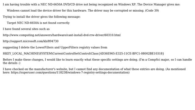 What do LowerFilters and UpperFilters CD/DVD driver registry settings do? смотреть онлайн