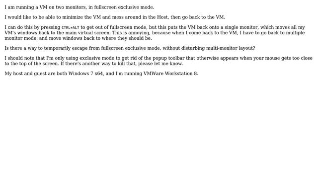 Can I minimize VMWare Workstation from exclusive mode? смотреть онлайн