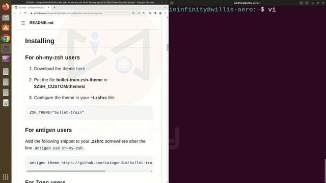Bullet Train Theme in Terminal #zsh #ubuntu #terminal #linux смотреть онлайн