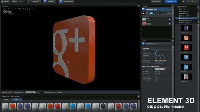 FREE 3D Social Media Buttons for Videocopilot Element 3D / 3D Models (Obj File included!) смотреть онлайн
