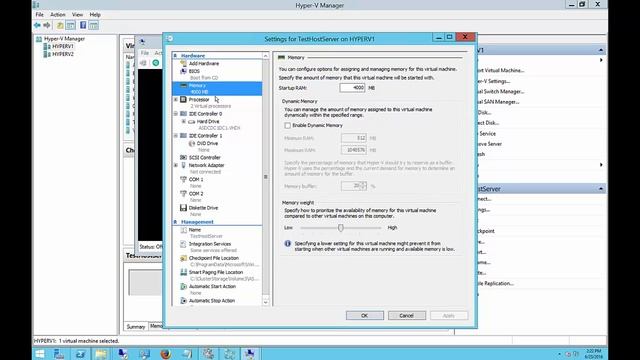 How to add RAM to a Hyper V virtual server in 2012 R2 смотреть онлайн