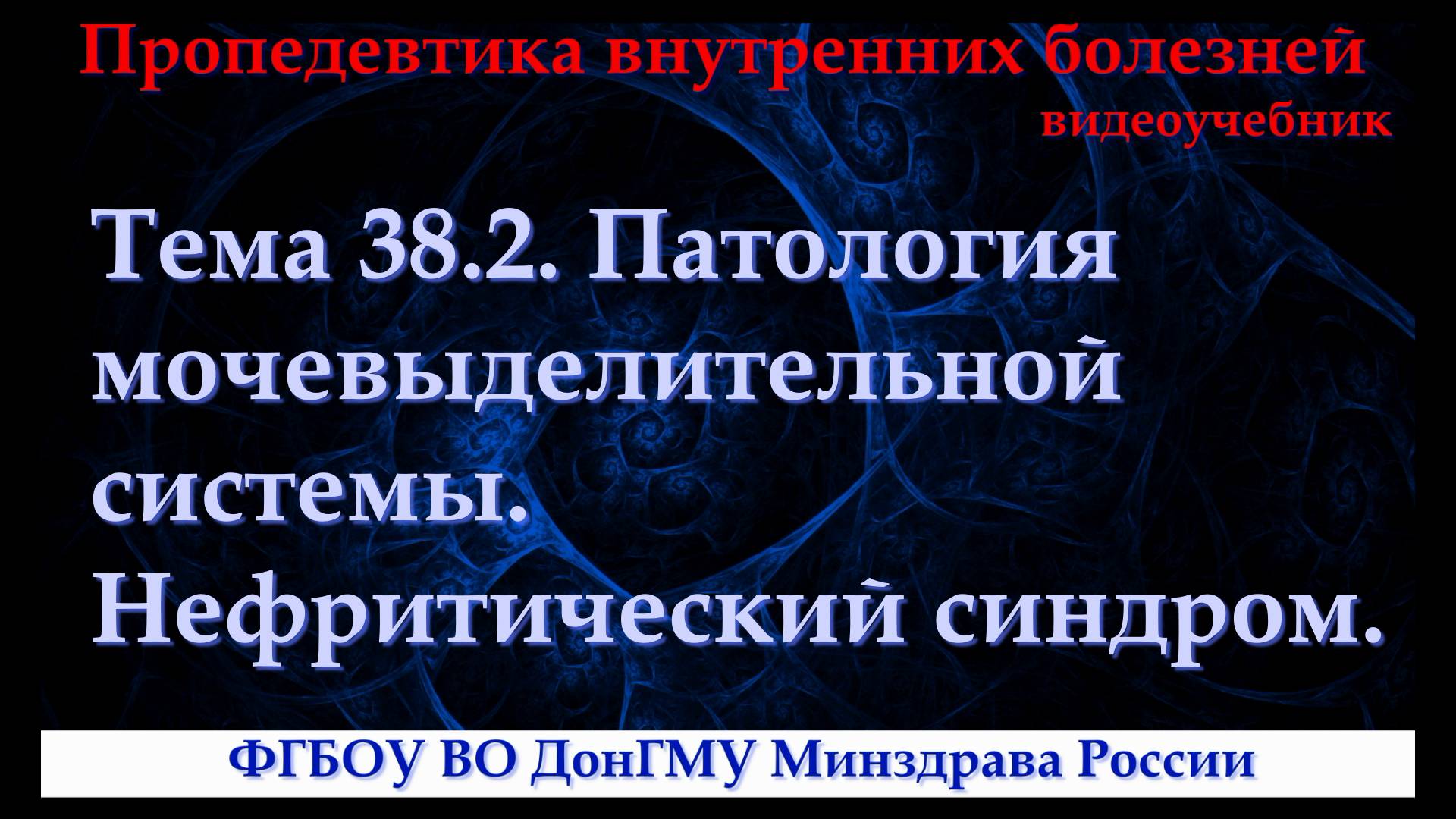 Тема 38.2. Патология мочевыделительной системы. Нефритический синдром. смотреть онлайн