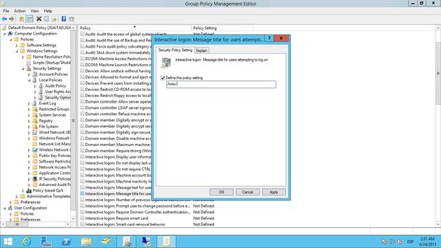 Windows Server 2012 R2 - Inicio de sesión interactivo texto del mensaje para los usuarios смотреть онлайн