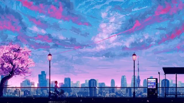 blue and pink sky city desktop wallpaper I anime street sky !! смотреть онлайн