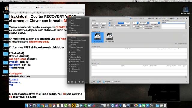 Hackintosh. Ocultar RECOVERY Y MAS en el arranque Clover con formato APFS. смотреть онлайн