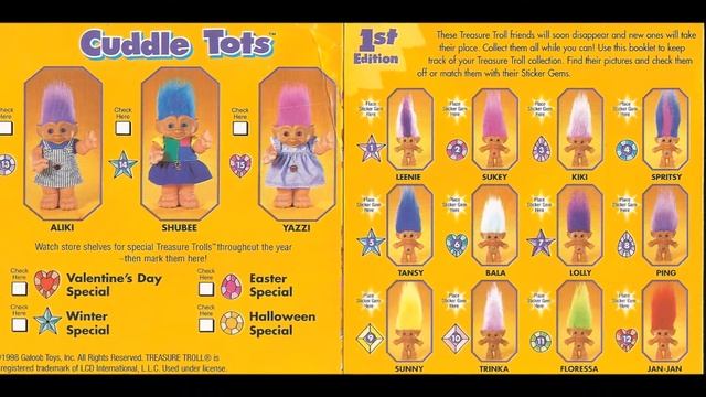 Tresure Trolls Galoob 1998 Collector's Booklet Checklist ~ Troll Dolls ~ Toy-Addict