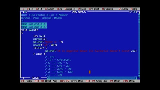 C Program to Find Factorial of a Number in Hindi | Kaushal Madhu смотреть онлайн