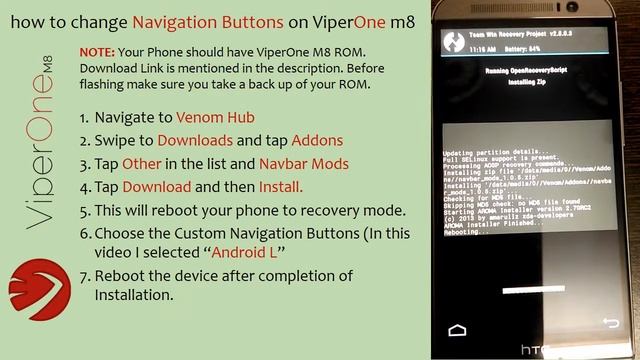 Viper One M8: How to change Navigation Bar Icons to Android L Icons? смотреть онлайн