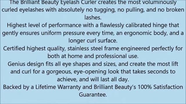 Brilliant Beauty Eyelash Curler Award Winning With Satin Bag & Refill Pads No Pinching, Just смотреть онлайн