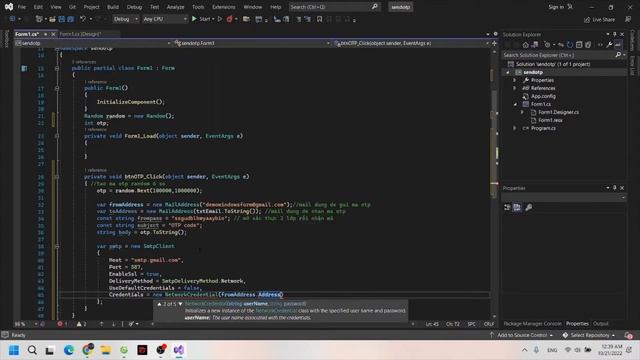 Send email with random OTP C# Winform 2022 (Gửi mail bằng C#) смотреть онлайн