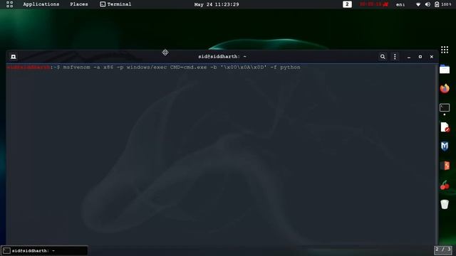 Creating Payload through MSFvenom to Execute Command prompt in Windows смотреть онлайн