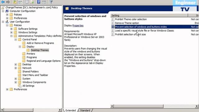 Prevent Users by Changing Themes in Domain Environment via GPO of ADDS - Windows Server 2008 смотреть онлайн