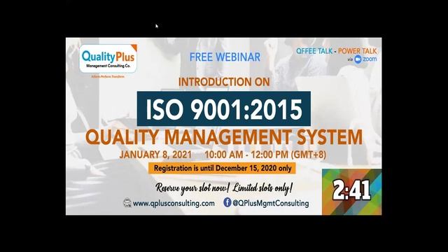 Webinar on Introduction on ISO 9001 2015 Quality Management System смотреть онлайн