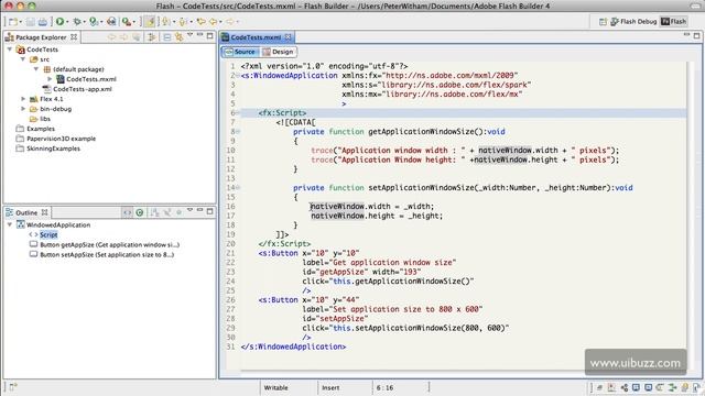 Adobe AIR - Get and set application window size смотреть онлайн