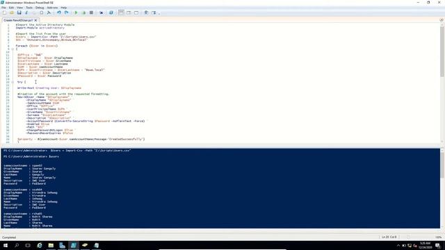 Create Bulk Active Directory User PowerShell Script смотреть онлайн