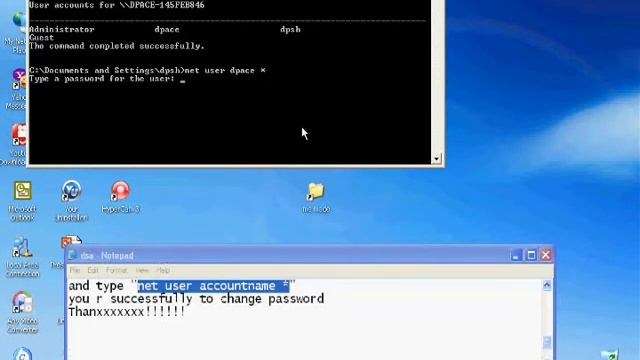 Change the password of OS like win XP ,Vista ,window 7 with the help of MS DOS смотреть онлайн