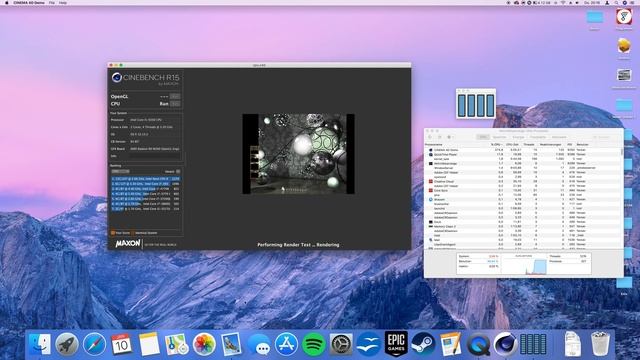 iMac late 2015 i5 6600k RADEON R9 M390 Cinebench R15 смотреть онлайн