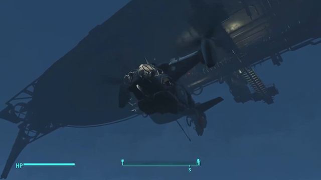 Vertibird. Airship. Rescuing companion falling from sky in power armor. смотреть онлайн