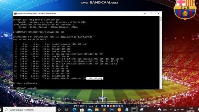 comment tracer l'itinéraires d'une site internet avec la commande TRACERT(trace Route) смотреть онлайн