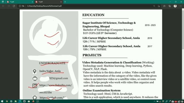 Resume check - 2🔥 | Resume review | Tcs resume | sistec | computer science placement Rishikesh verm смотреть онлайн