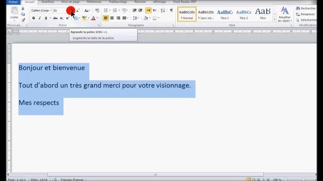 microsoft Word comment augmenter la taille du texte d'un document смотреть онлайн