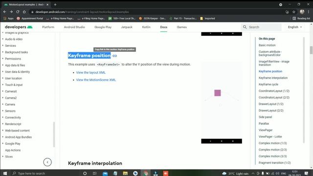 Android Key Frame animations using motion Layout Basics example смотреть онлайн
