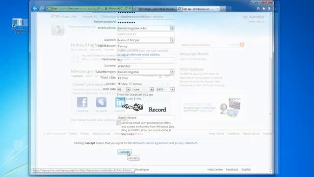Camera MSN (Live Messenger) settings смотреть онлайн