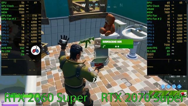 RTX 2060 Super vs RTX 2070 Super Fortnite 1440p Competitive settings смотреть онлайн