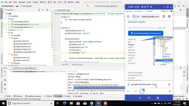 Youtube Clone - App connect to firebase | Android development course in telugu смотреть онлайн