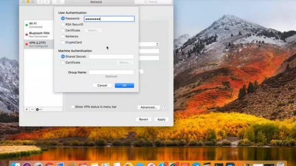 Setup L2tp in Mac OS