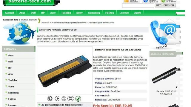 Batterie Pc Portable Lenovo G560 смотреть онлайн