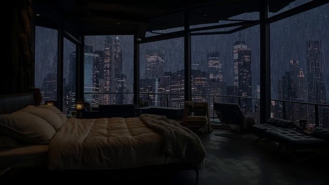 Cold Rain Comes at Midnight Outside The Window | No More Insomnia - 3 Hours of Rain смотреть онлайн