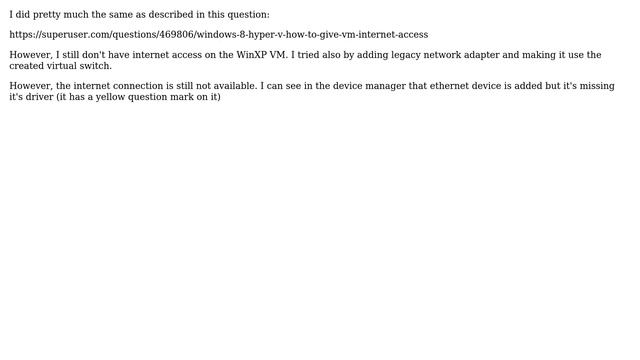 Enabling internet connection on a Windows XP VM in Hyper-V смотреть онлайн