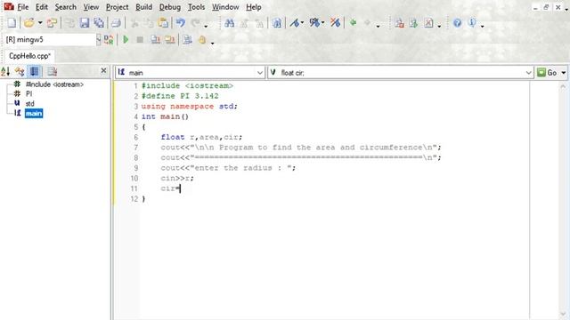 Program to find the area and circumference Circle c++ смотреть онлайн