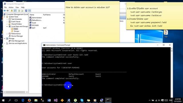 Create, Delete, Enable, Disable user accounts in windows смотреть онлайн