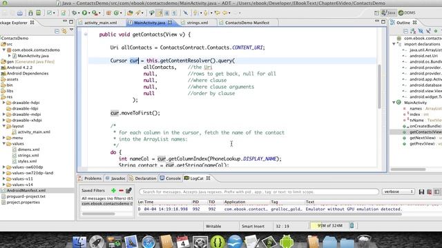 Android Development Course - Chapter 19 - Contacts Demo смотреть онлайн