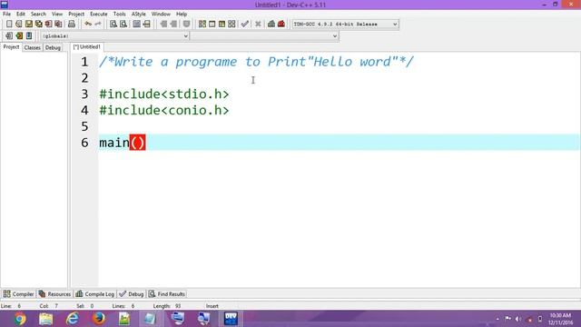 Write A Program In C Print "Hello World" смотреть онлайн