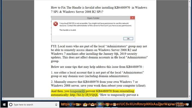 Fix The Handle is Invalid after installing KB4480970 in Windows 7 SP1 & Windows Server 2008 R2 SP1 смотреть онлайн