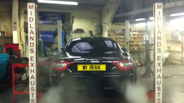 Black Maserati Granturismo Dual Exit Custom Built Stainless Steel Exhaust Sound - Midlands Exhaust смотреть онлайн