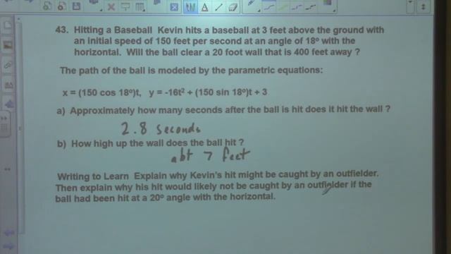 Precalculus Class 5/4/21 Chapter 6.3 Exercises 43-44 Parametric Equations Sports Problems смотреть онлайн