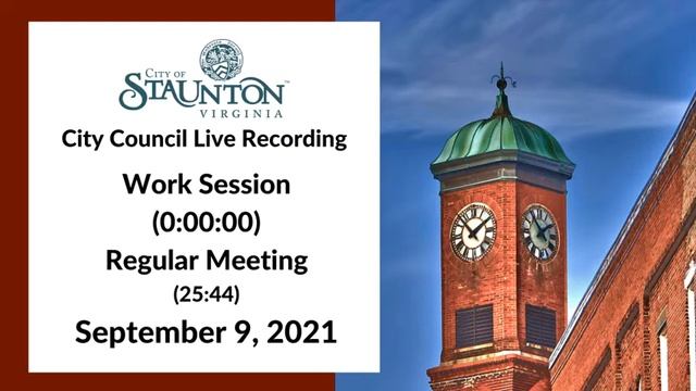 September 9, 2021 Staunton City Council Meeting смотреть онлайн