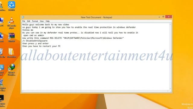 how to turn on real time protection in windows defender in windows 7/8/8.1/10 via CMD смотреть онлайн