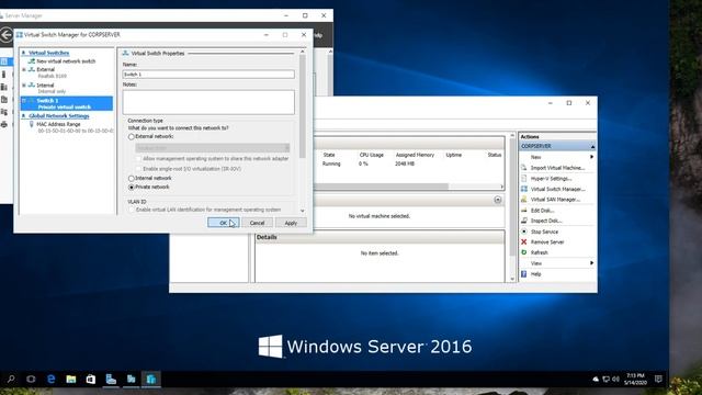 Quick use Windows Server 2016 to create virtual machines. Experimenting with virtual switches смотреть онлайн