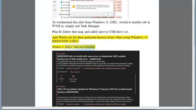 Windows 11 22H2 won't let U safely eject media w/ open Task Manager смотреть онлайн