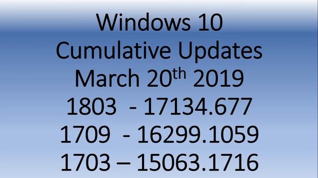 fixit Windows 10 Cumulative updates released March 20th 2019 April 2018 update creators update смотреть онлайн