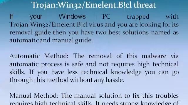 Complete steps to delete Trojan:Win32/Emelent.B!cl смотреть онлайн