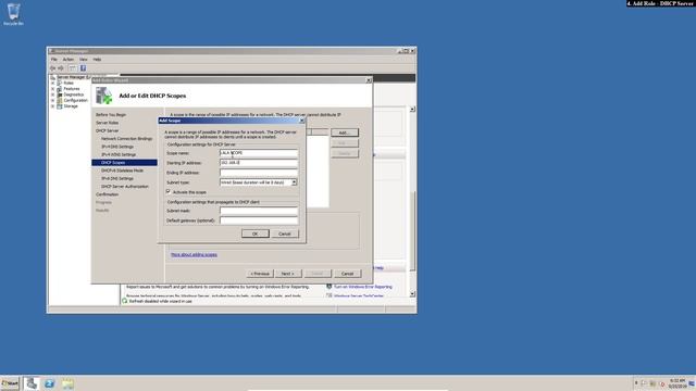 Windows Server 2008 R2 - Add Role DHCP Server (Step 4) смотреть онлайн
